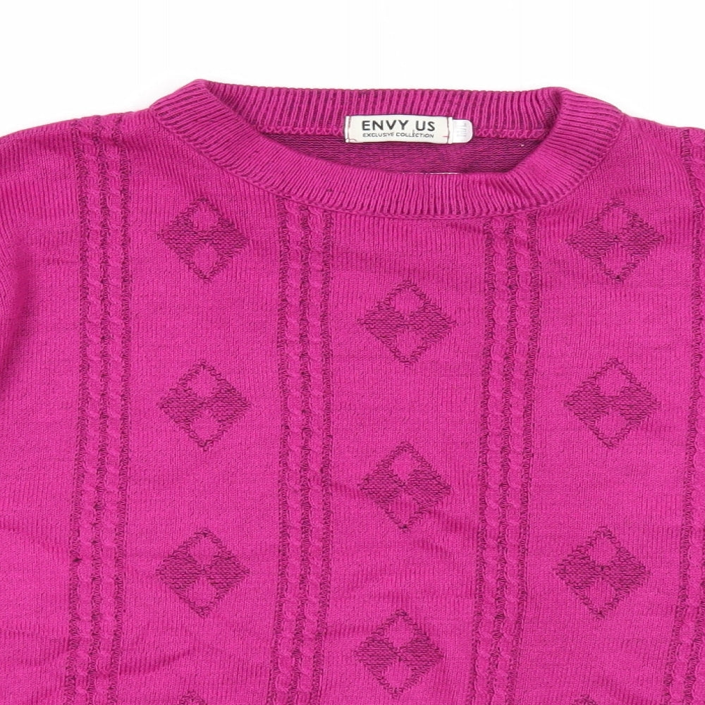 Womens UK Size M Envy Us Pink Pullover Jumper