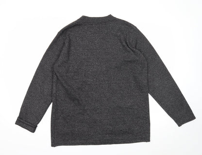 Xiaosa Fushi Womens Grey Roll Neck Cotton Cardigan Jumper Size 2XL
