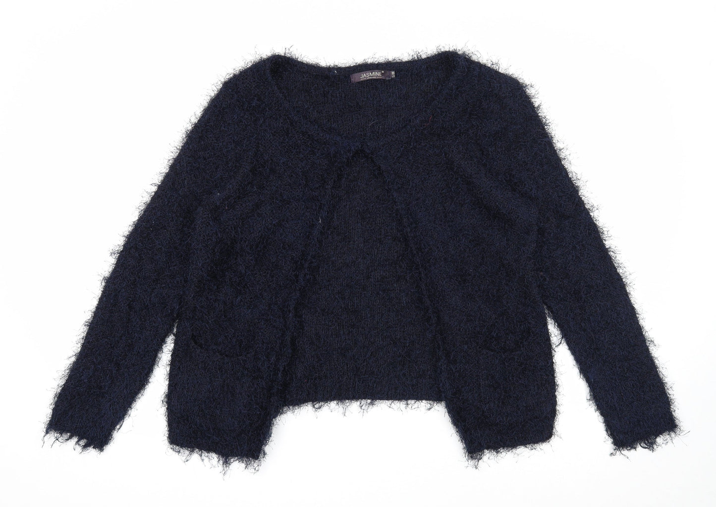 Jasmine Womens Blue Roll Neck Polyester Cardigan Jumper Size S