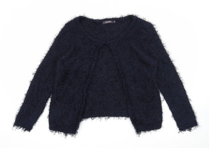 Jasmine Womens Blue Roll Neck Polyester Cardigan Jumper Size S