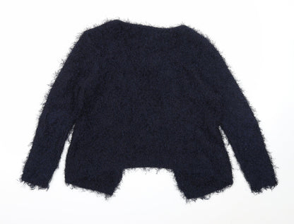 Jasmine Womens Blue Roll Neck Polyester Cardigan Jumper Size S