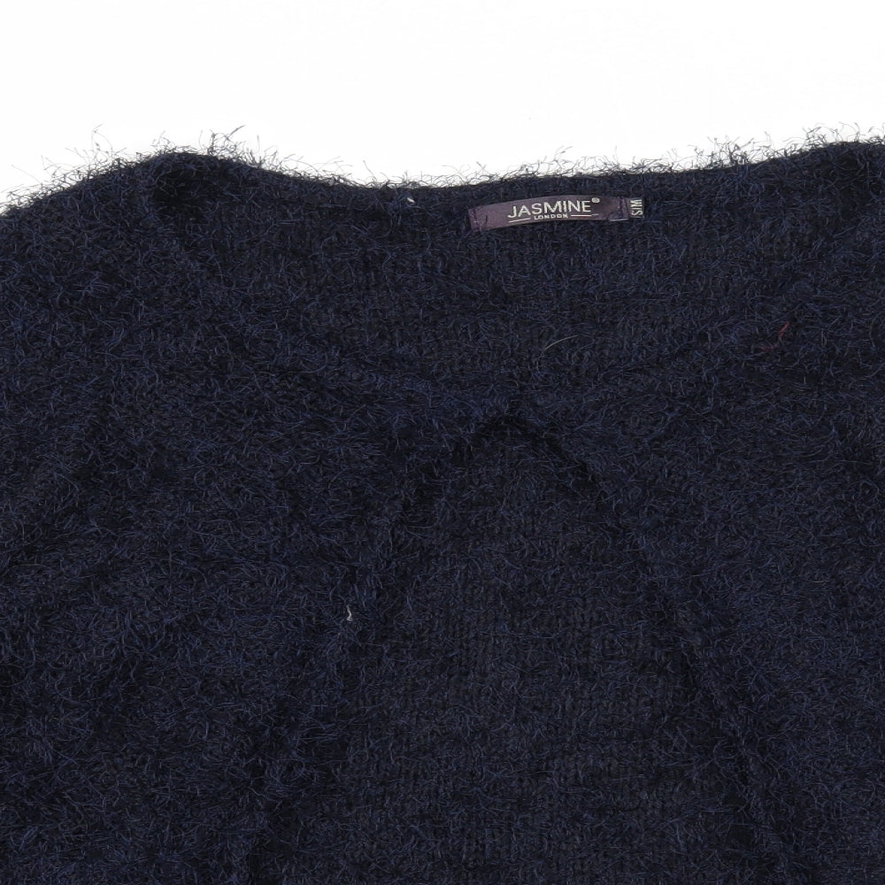 Jasmine Womens Blue Roll Neck Polyester Cardigan Jumper Size S