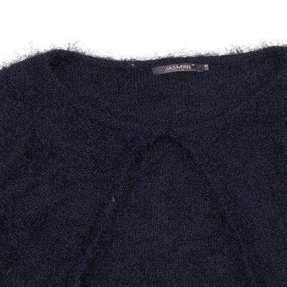 Jasmine Womens Blue Roll Neck Polyester Cardigan Jumper Size S