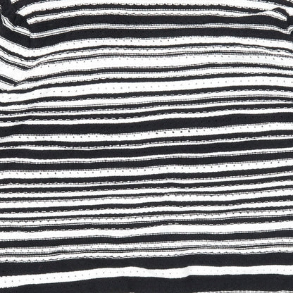 Marks and Spencer Womens White Round Neck Striped Cotton Pullover Jumper Size L