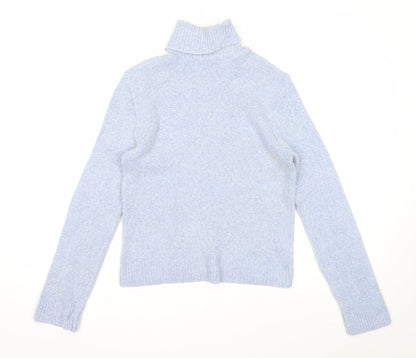 Ozone Womens Blue Roll Neck Acrylic Pullover Jumper Size L