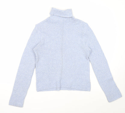 Ozone Womens Blue Roll Neck Acrylic Pullover Jumper Size L