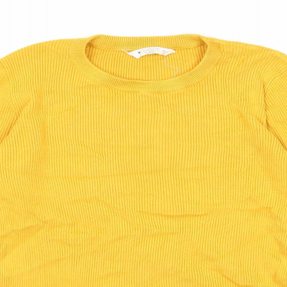 Candy Couture Girls Yellow Round Neck Striped Viscose Pullover Jumper Size 15 Years Pullover