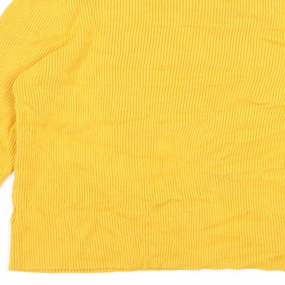 Candy Couture Girls Yellow Round Neck Striped Viscose Pullover Jumper Size 15 Years Pullover