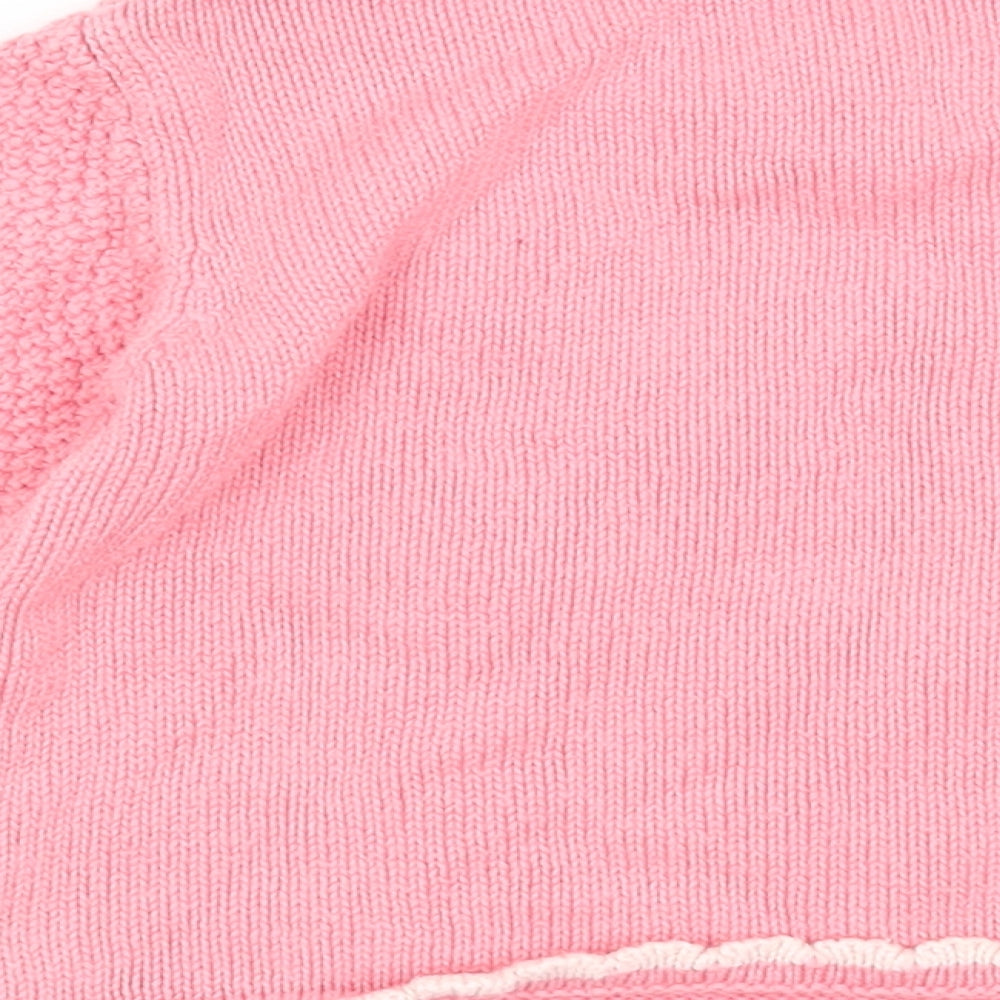 Preworn Girls Pink Cotton Pullover Jumper Size 6-9 Months Button - Owl