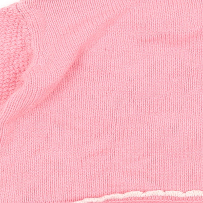Preworn Girls Pink Cotton Pullover Jumper Size 6-9 Months Button - Owl
