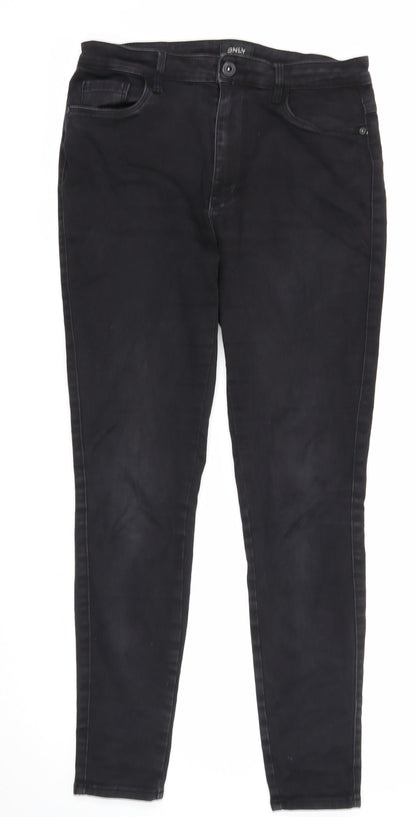 Only Womens Black Cotton Skinny Jeans Size L Regular Zip