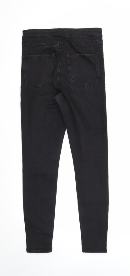Denim & Co. Womens Black Cotton Skinny Jeans Size 12 Regular Zip