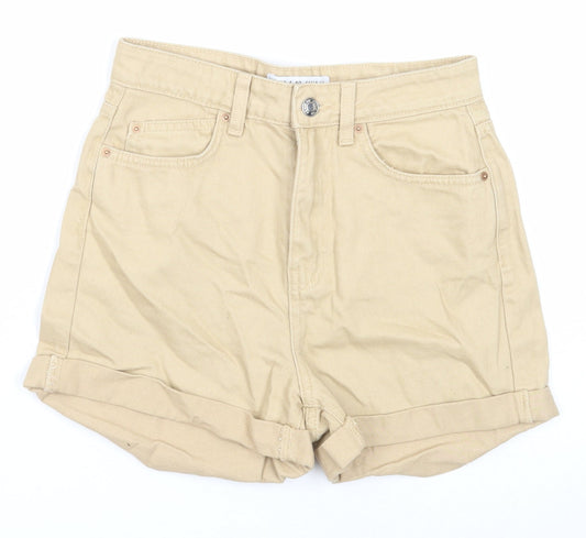 Denim & Co. Womens Beige Cotton Boyfriend Shorts Size 8 Regular Zip