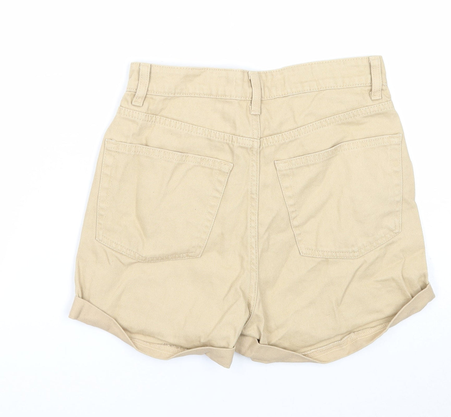 Denim & Co. Womens Beige Cotton Boyfriend Shorts Size 8 Regular Zip