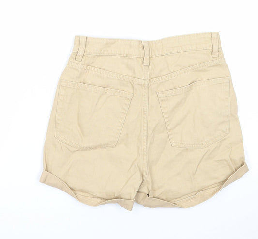 Denim & Co. Womens Beige Cotton Boyfriend Shorts Size 8 Regular Zip