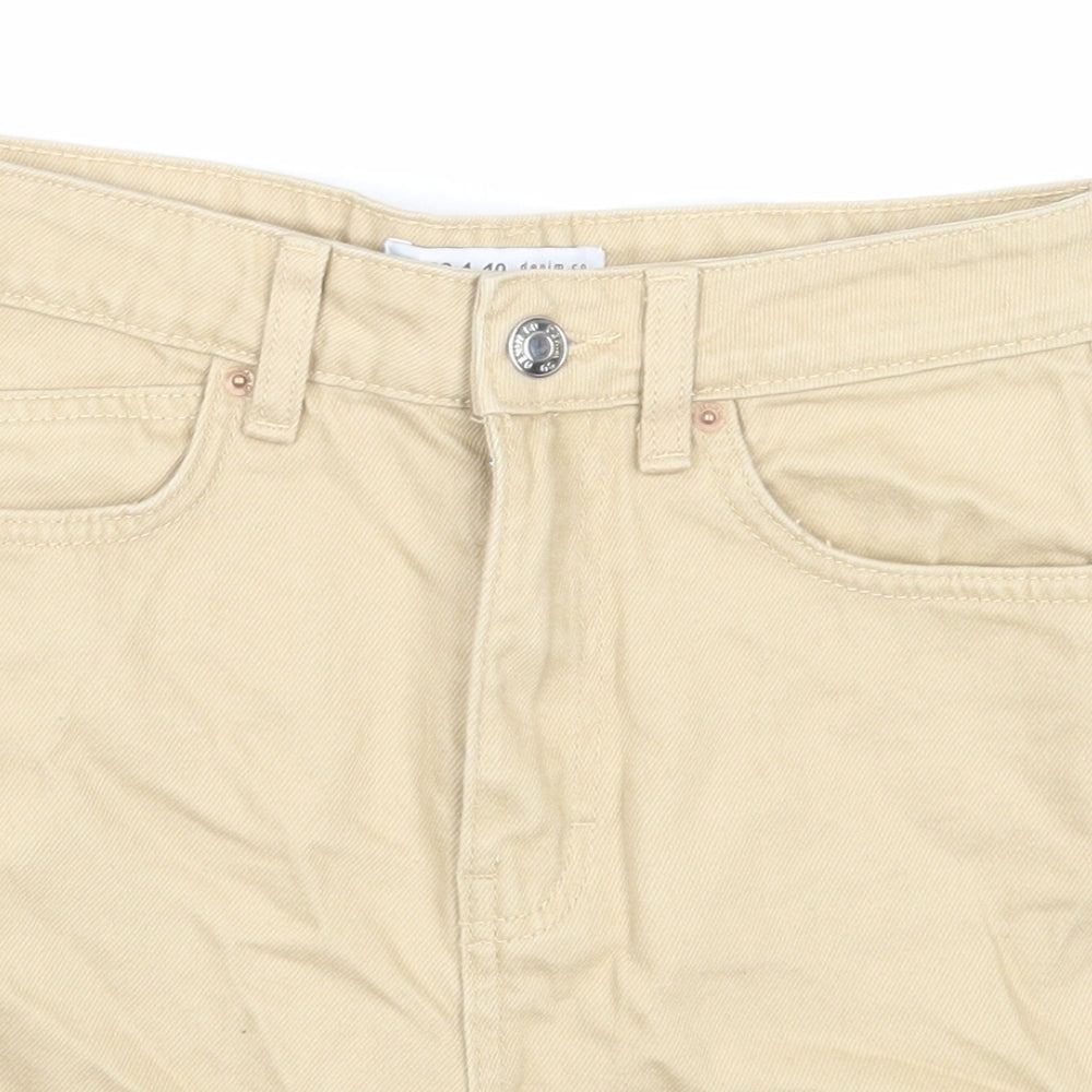 Denim & Co. Womens Beige Cotton Boyfriend Shorts Size 8 Regular Zip