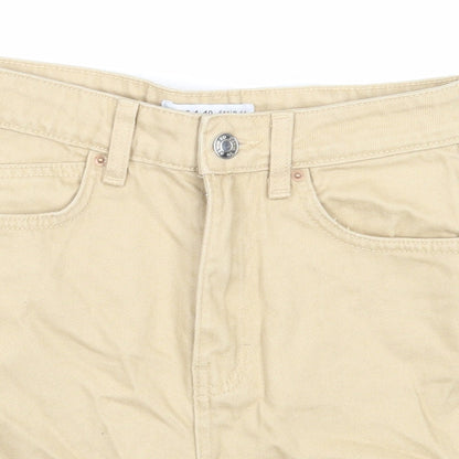 Denim & Co. Womens Beige Cotton Boyfriend Shorts Size 8 Regular Zip