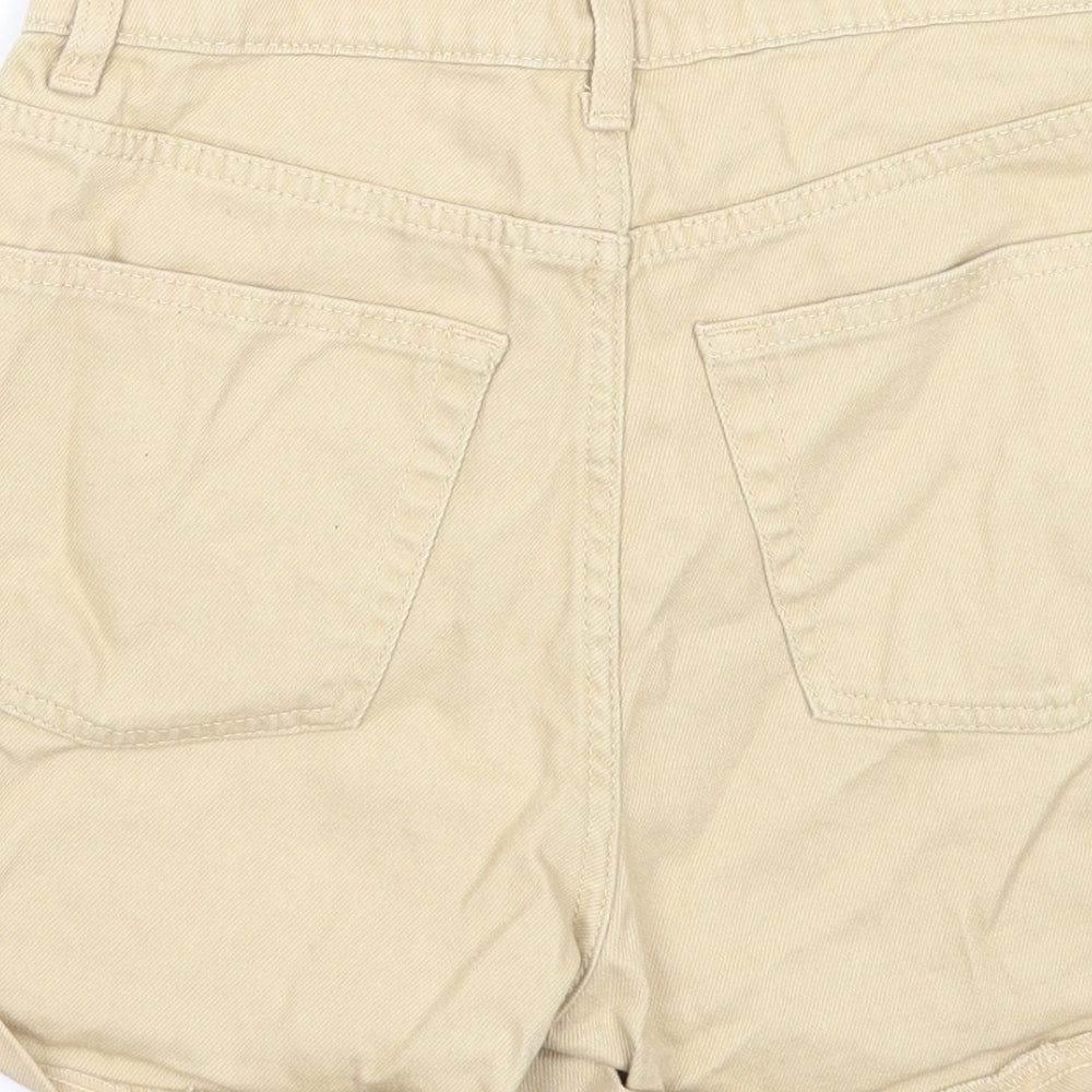 Denim & Co. Womens Beige Cotton Boyfriend Shorts Size 8 Regular Zip