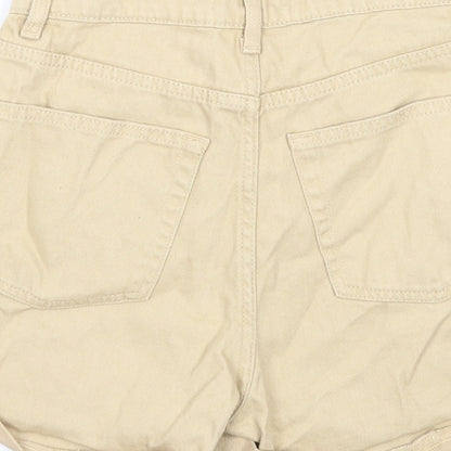 Denim & Co. Womens Beige Cotton Boyfriend Shorts Size 8 Regular Zip
