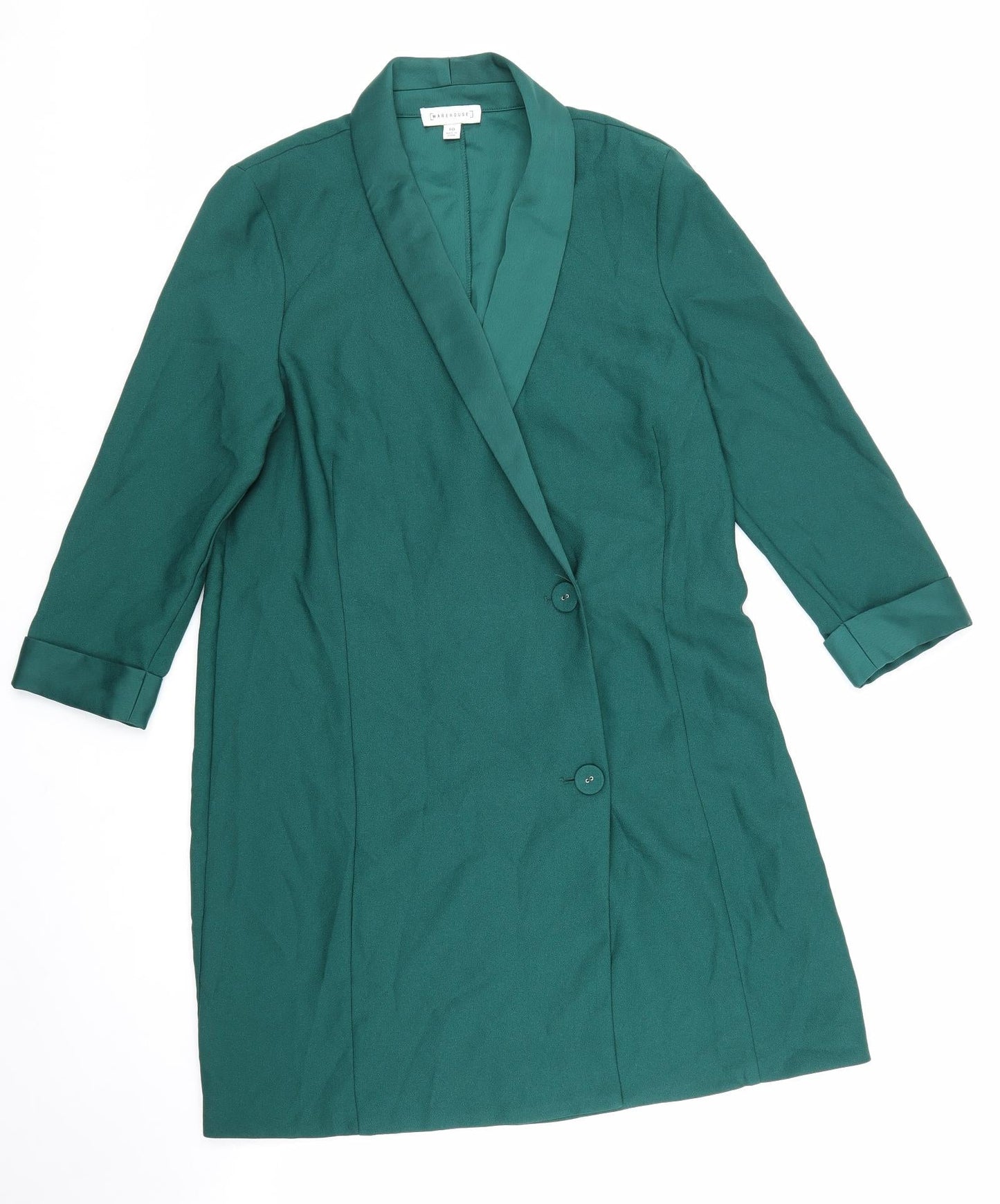 Womens UK Size 10 Warehouse Green Overcoat