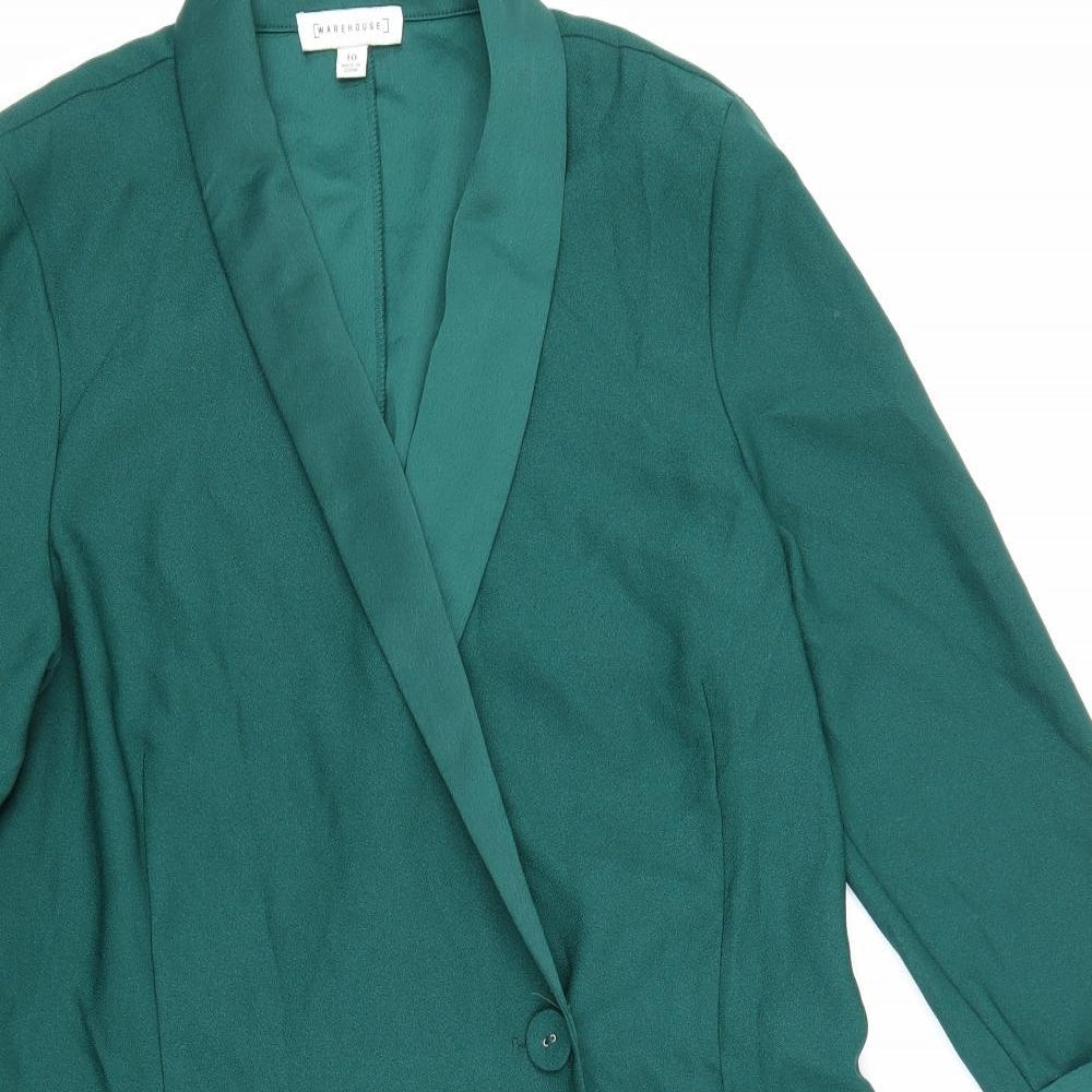 Womens UK Size 10 Warehouse Green Overcoat