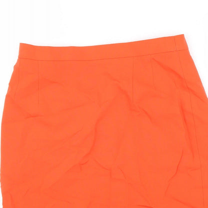 Laurèl Womens Orange Wool Straight & Pencil Skirt Size S Zip