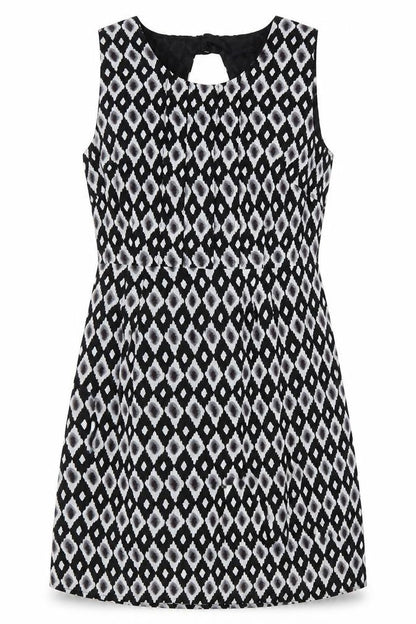 Sugarhill Boutique Womens Black Geometric Polyester A-Line Size XL Round Neck Zip