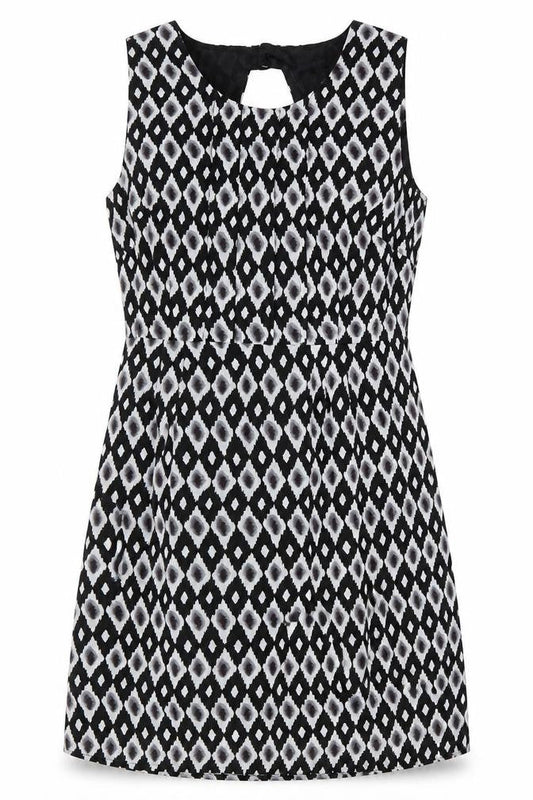Sugarhill Boutique Womens Black Geometric Polyester A-Line Size XL Round Neck Zip