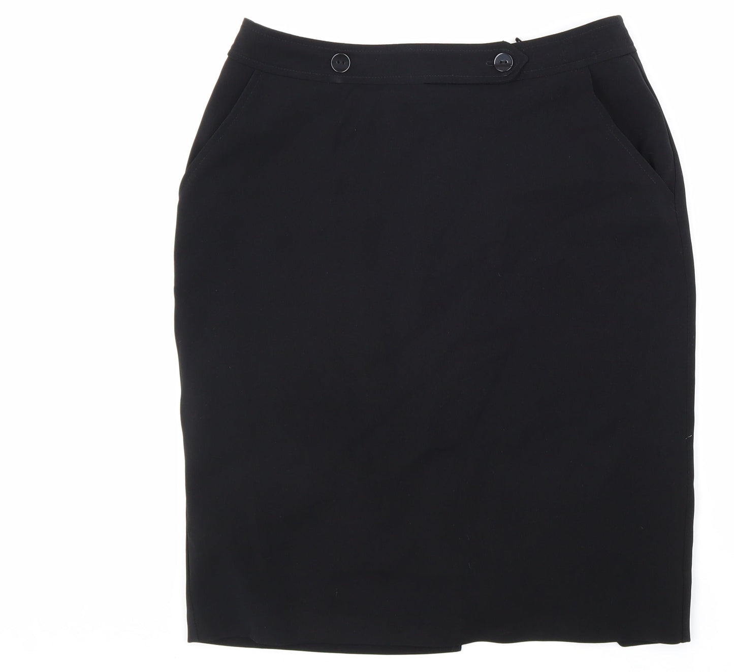 AMARANTO Womens Black Polyester Straight & Pencil Skirt Size 12 Zip