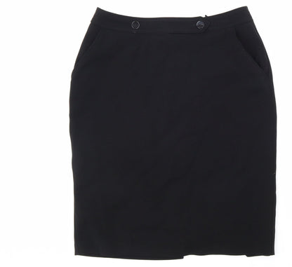 AMARANTO Womens Black Polyester Straight & Pencil Skirt Size 12 Zip