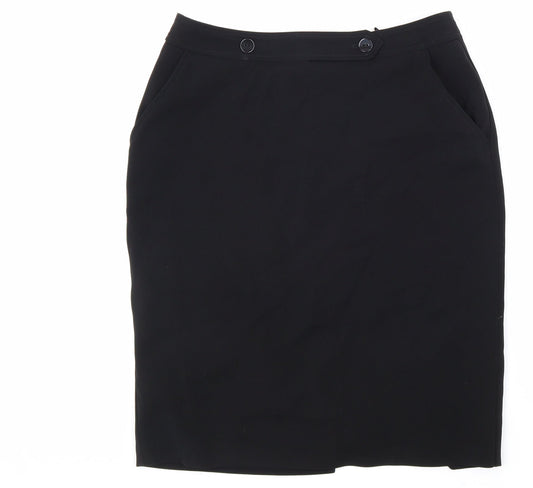 AMARANTO Womens Black Polyester Straight & Pencil Skirt Size 12 Zip