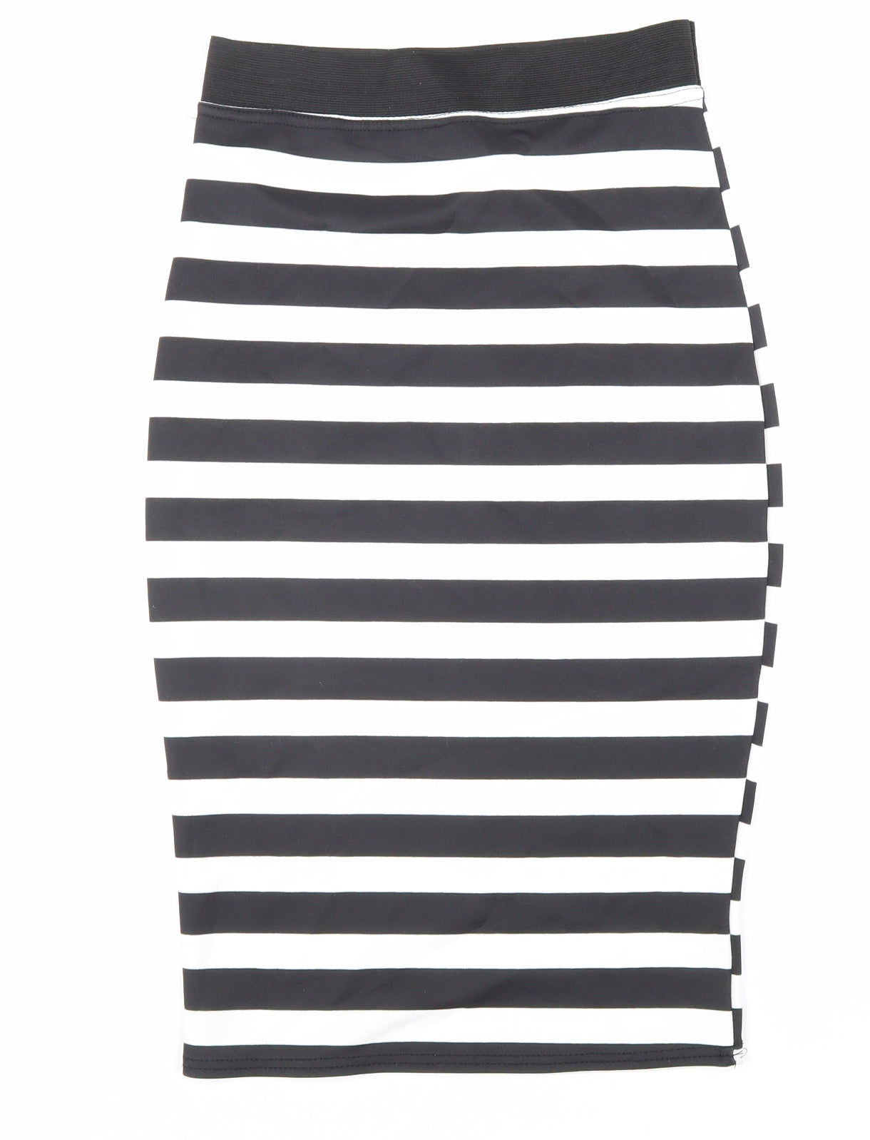 Parisian Collection Womens Black Striped Polyester Straight & Pencil Skirt Size S Hook & Loop