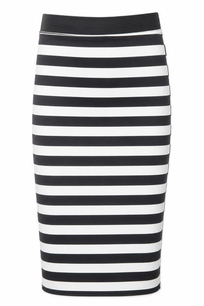 Parisian Collection Womens Black Striped Polyester Straight & Pencil Skirt Size S Hook & Loop