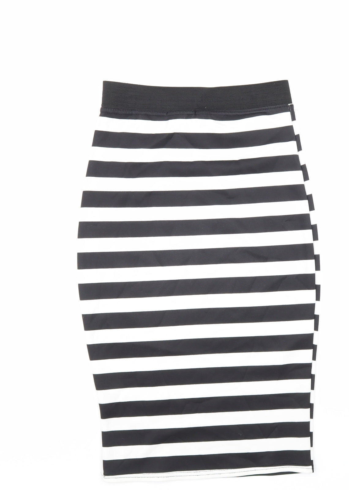 Parisian Collection Womens Black Striped Polyester Straight & Pencil Skirt Size S Hook & Loop