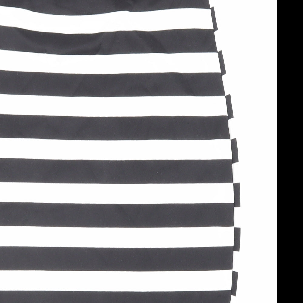 Parisian Collection Womens Black Striped Polyester Straight & Pencil Skirt Size S Hook & Loop