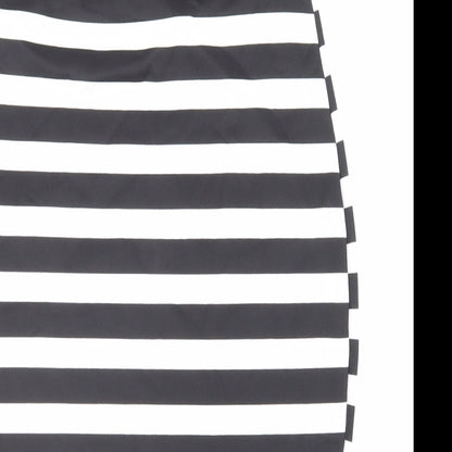 Parisian Collection Womens Black Striped Polyester Straight & Pencil Skirt Size S Hook & Loop