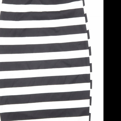 Parisian Collection Womens Black Striped Polyester Straight & Pencil Skirt Size S Hook & Loop
