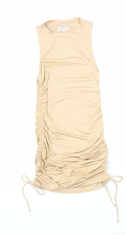 Superdown Womens Beige Polyester Bodycon Size 2XS Round Neck Drawstring