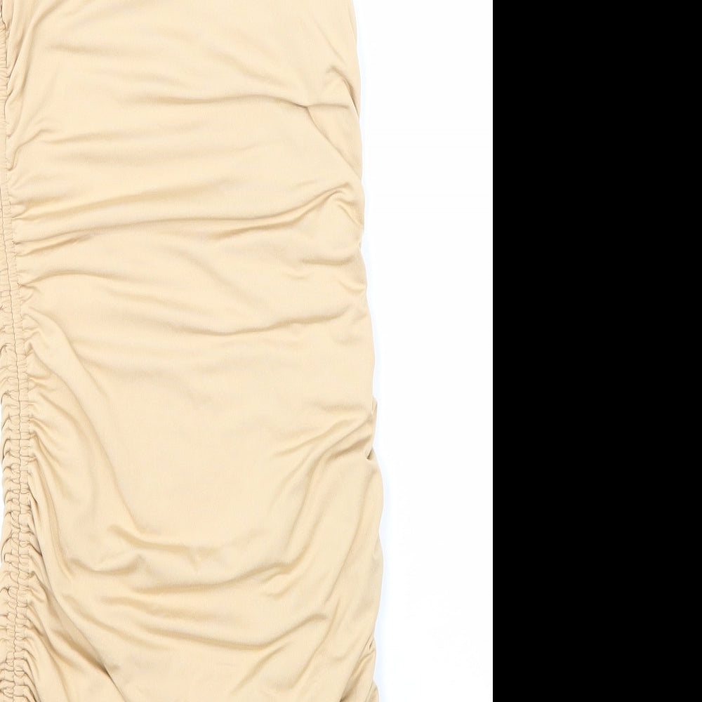 Superdown Womens Beige Polyester Bodycon Size 2XS Round Neck Drawstring
