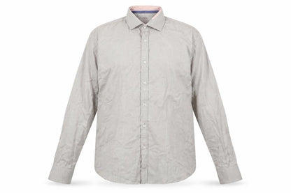 24/7 Comfort Apparel Mens Beige Geometric Cotton Button-Up Size L Collared Button
