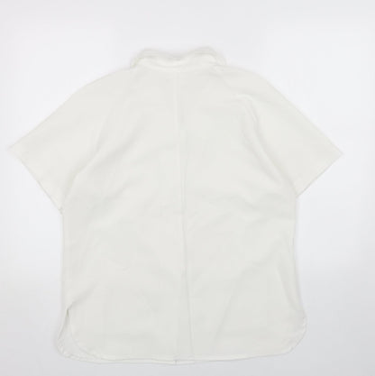 Matilda Jane Womens White Polyester Basic Button-Up Size 14 V-Neck