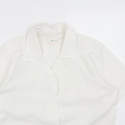 Matilda Jane Womens White Polyester Basic Button-Up Size 14 V-Neck