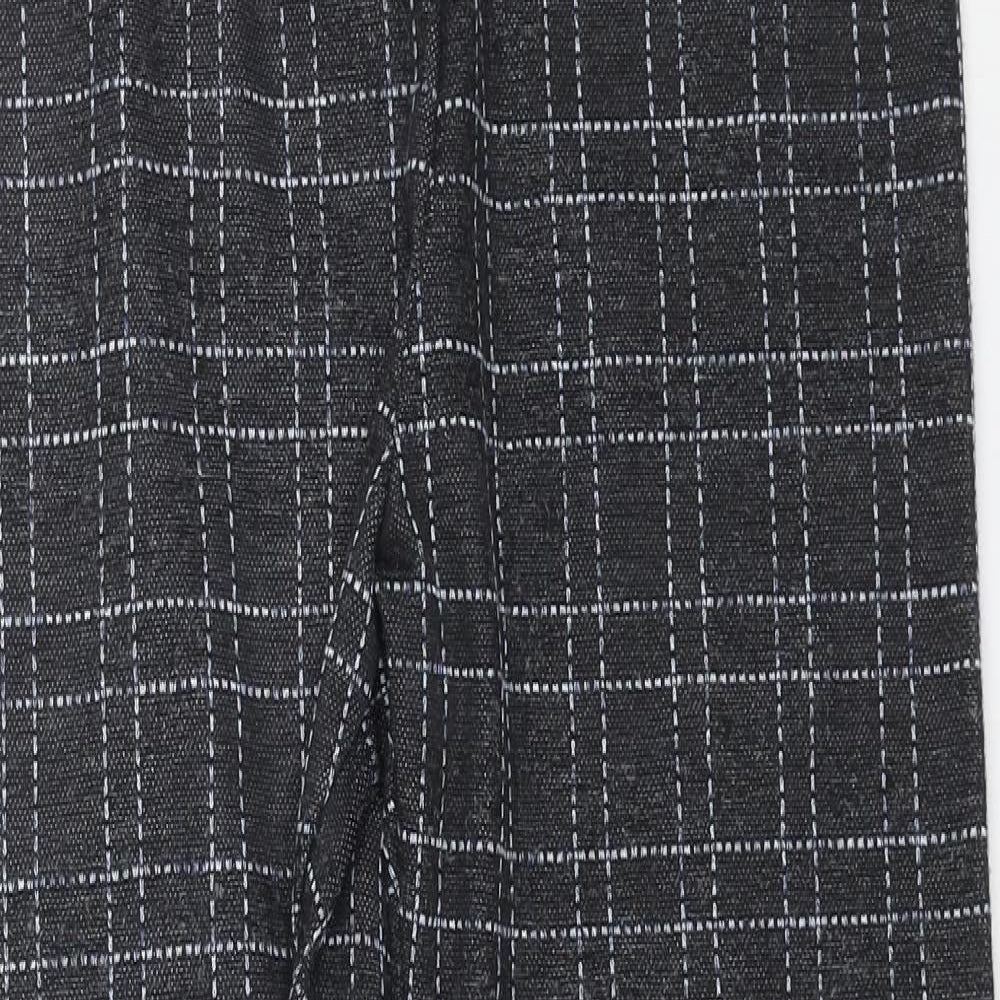 TU Womens Black Check Polyester Trousers Size 10 L27 in Regular