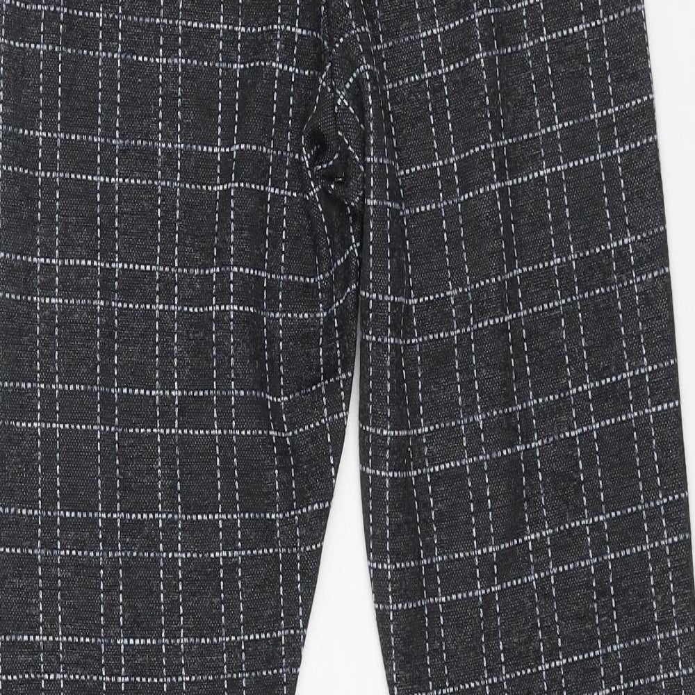 TU Womens Black Check Polyester Trousers Size 10 L27 in Regular