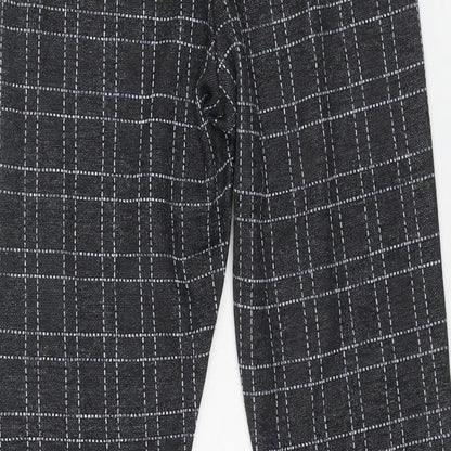 TU Womens Black Check Polyester Trousers Size 10 L27 in Regular