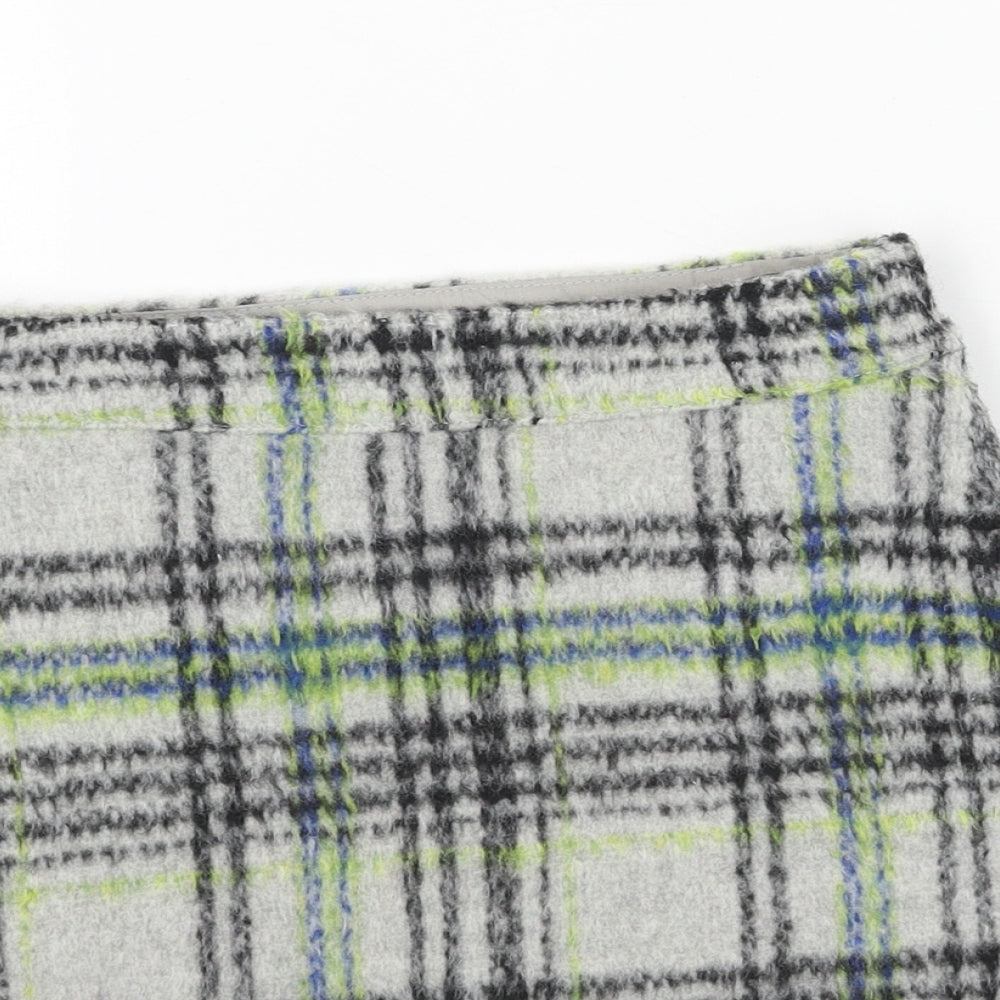 Primark Womens Grey Plaid Polyester Mini Skirt Size 4 Zip