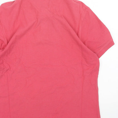 F&F Mens Red Cotton Polo Size M Collared Button