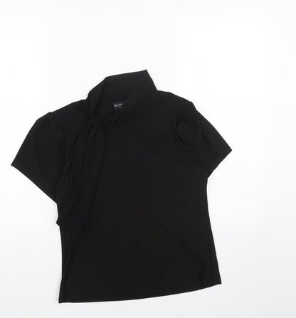 PROSPECT BLVD Womens Black Polyester Basic T-Shirt Size S Mock Neck