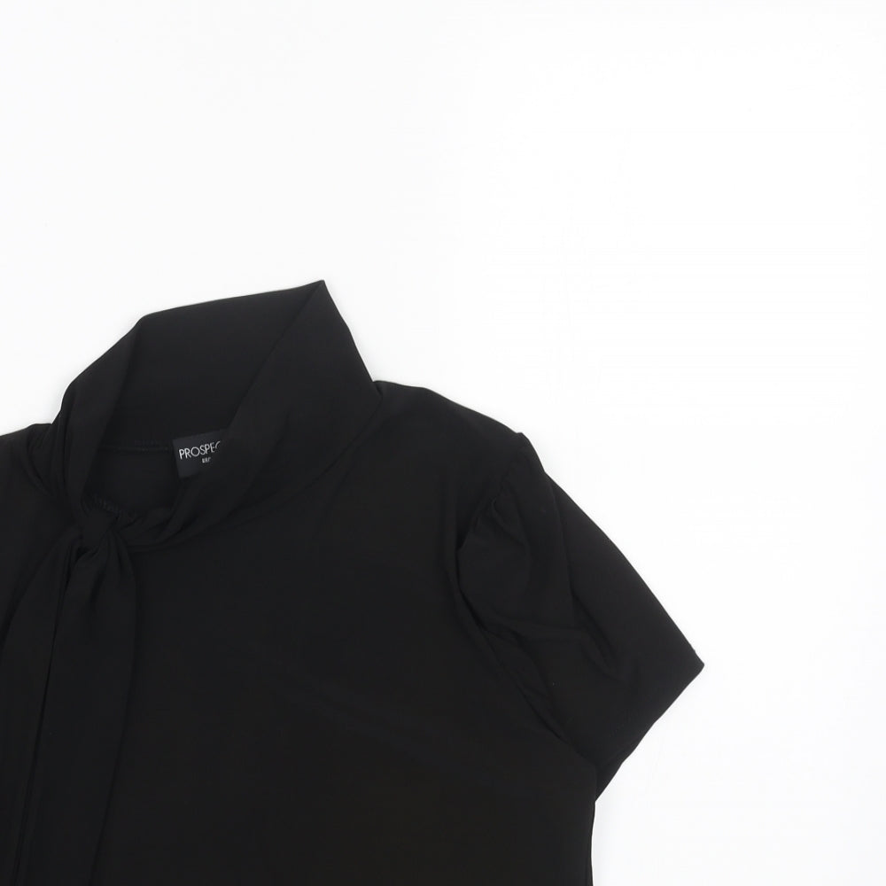 PROSPECT BLVD Womens Black Polyester Basic T-Shirt Size S Mock Neck