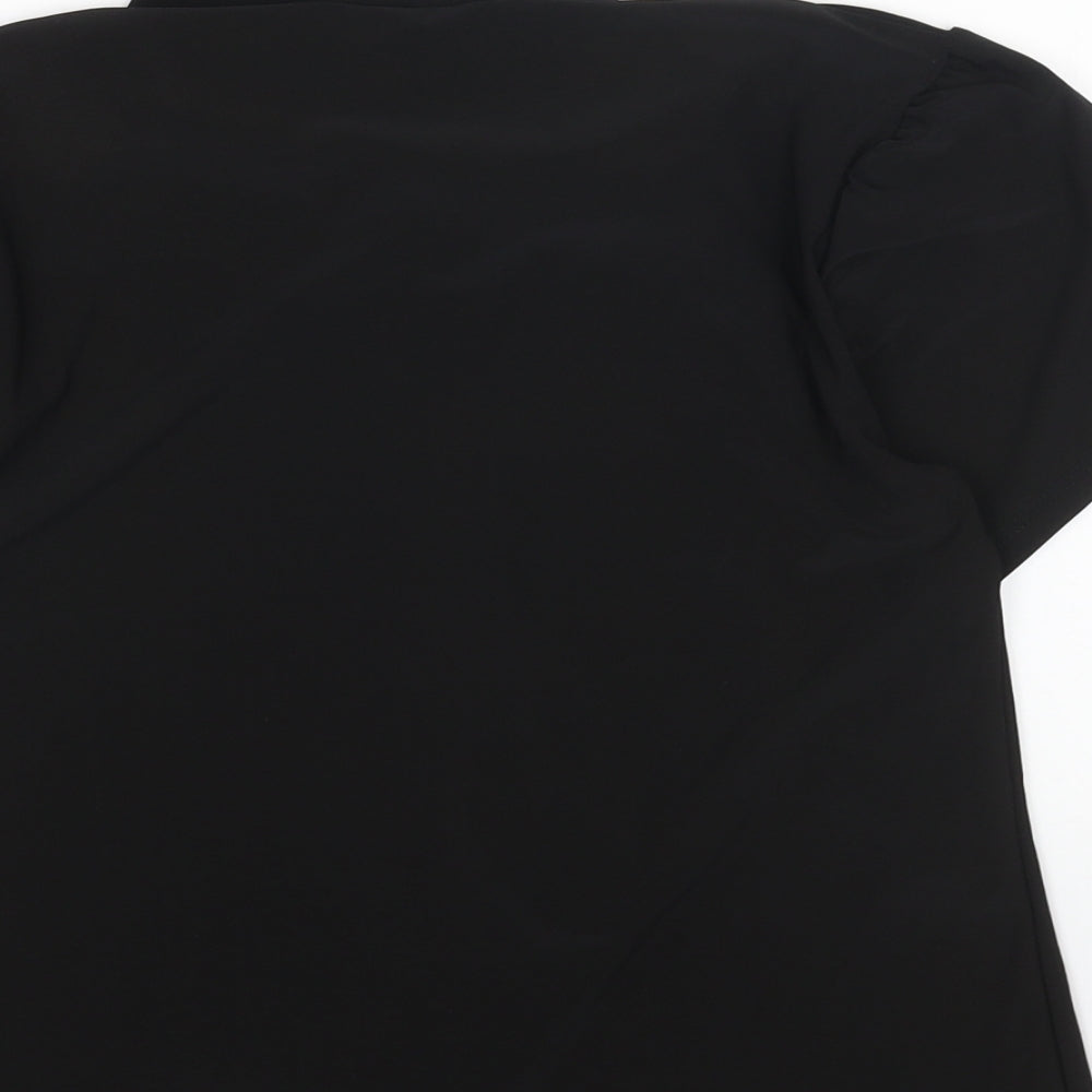 PROSPECT BLVD Womens Black Polyester Basic T-Shirt Size S Mock Neck